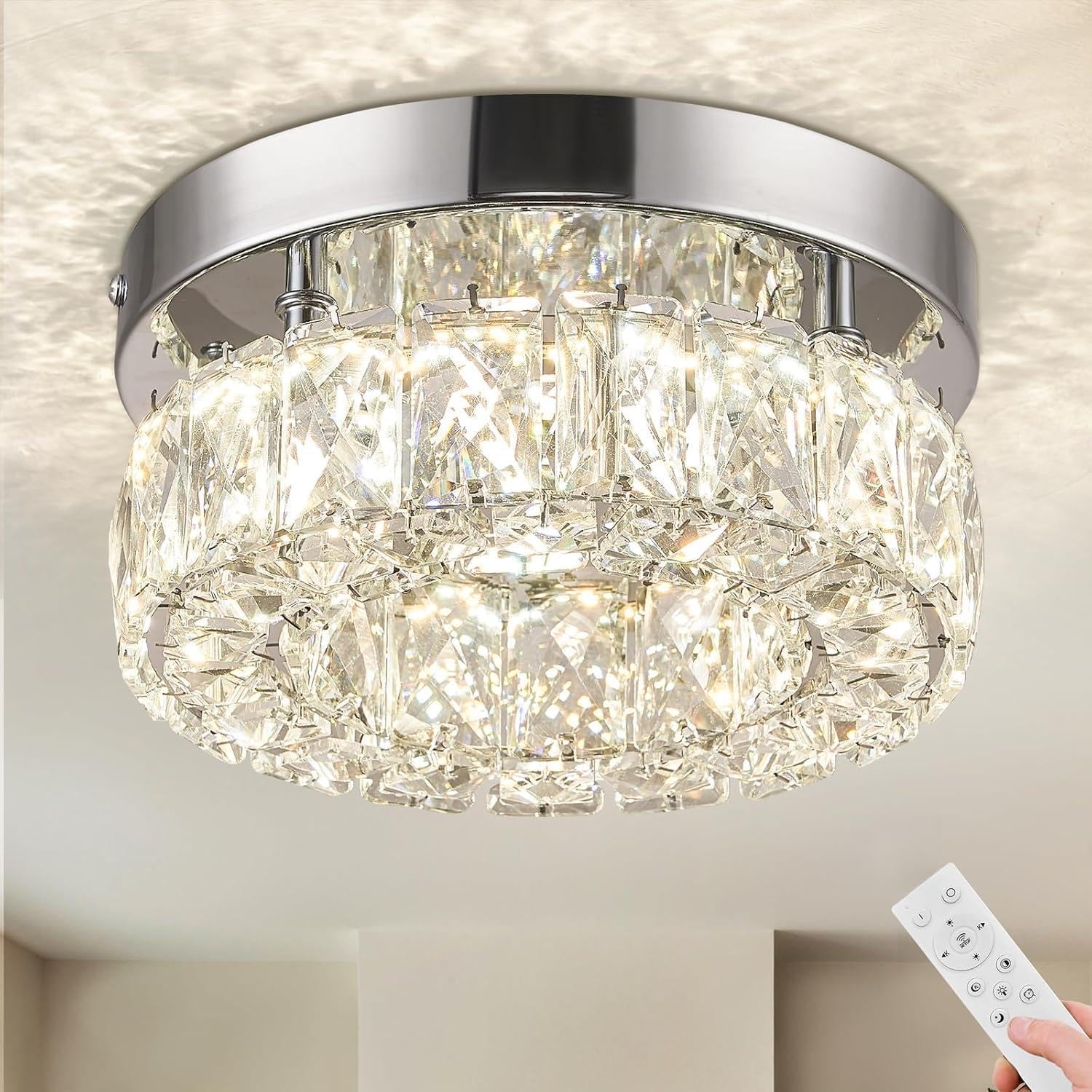 Dimmable Modern Crystal Chandeliers Mini LED Ceiling Light Fixture