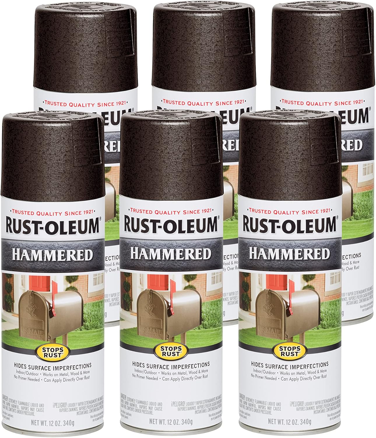 Rust-Oleum Stops Rust Hammered Spray Paint, Dark Bronze, 6-Pack