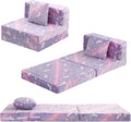 MeMoreCool Foldable Futon Chair Bed for Kids, Glow Tri-Fold Sofa