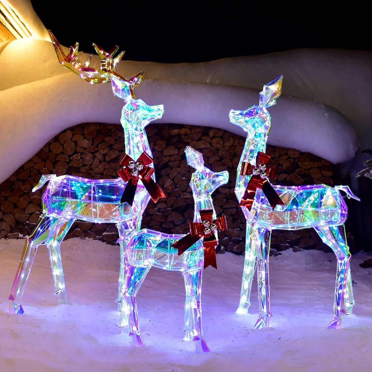 Outdoor Christmas Decorations Deer Family - Lighted Reindeer Set