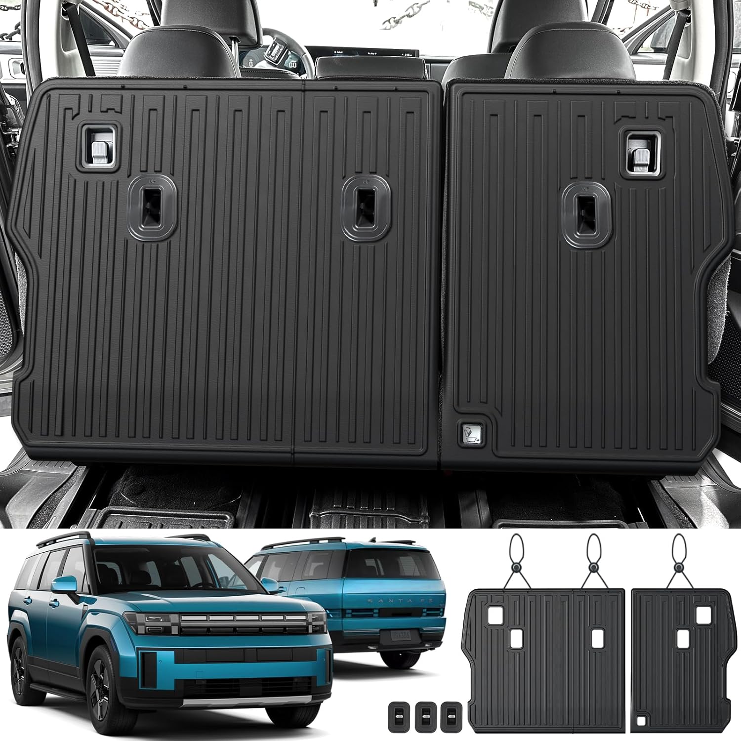 Backrest Mats Kick Mats for 2024 2025 2026 Hyundai Santa Fe