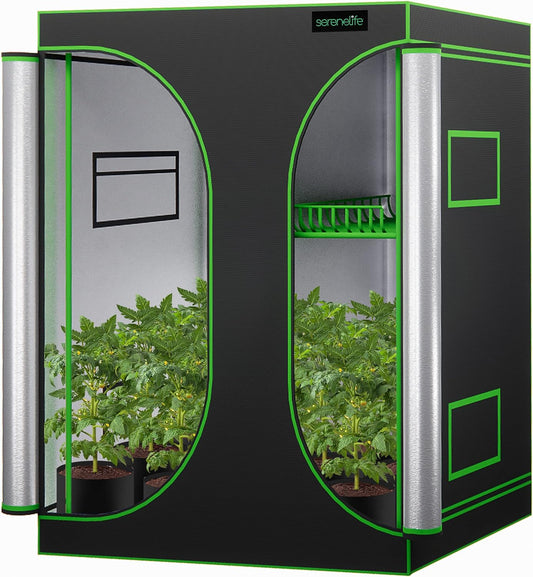 SereneLife 36'' Hydroponic Grow Tent - Reflective Mylar, Observation Window