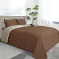 King Size Reversible Quilt Set Olive Leaf-Brown/Beige - Water