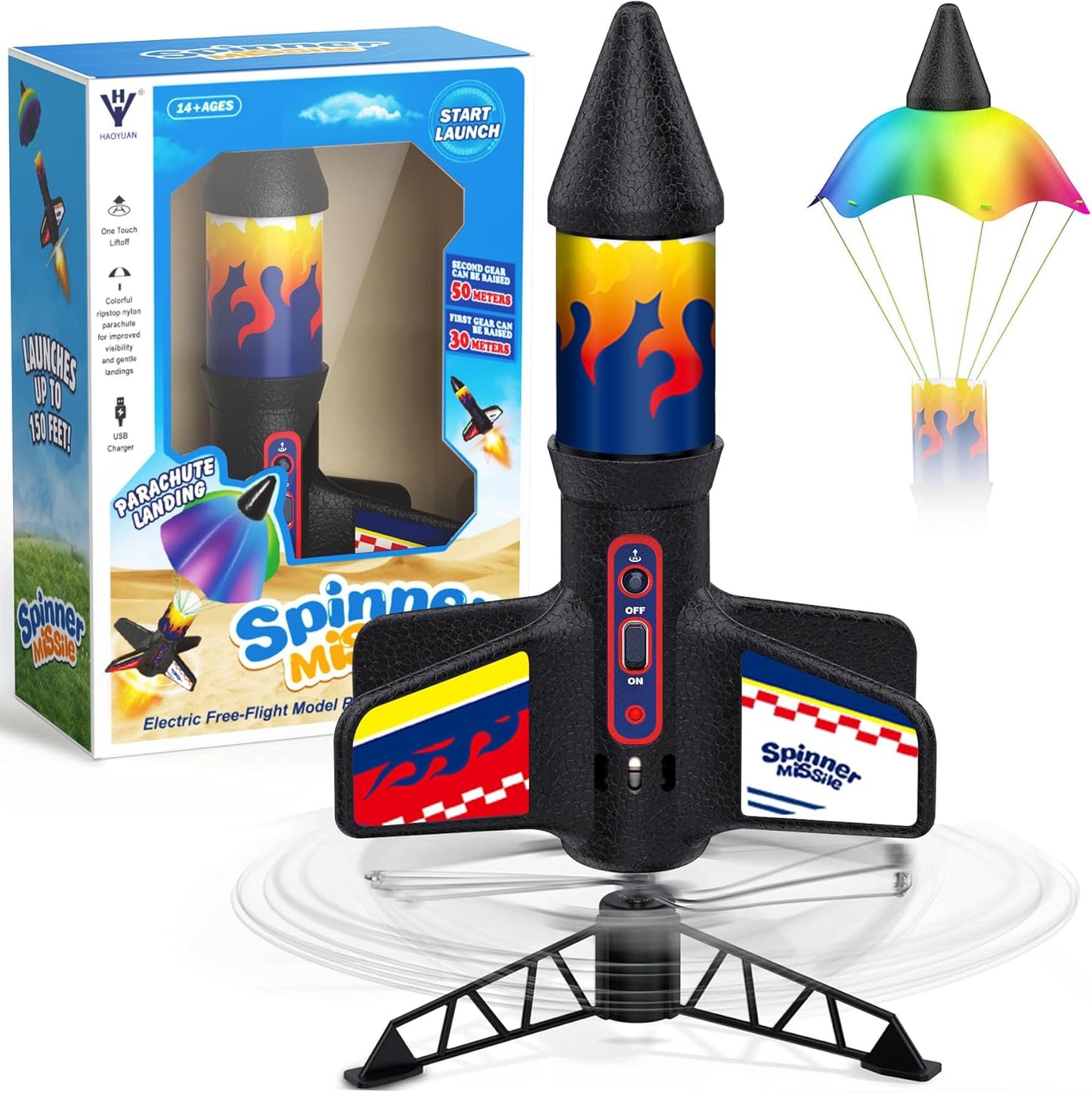 Air Rocket Launcher for Kids | 200ft Flight with Parachute | Outdoor Toy for Ages 8-13 | Birthday Gift