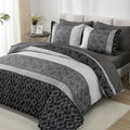 California King Comforter Set Size Black Gray Striped - Boho 7-Piece