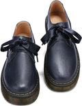 Women Lace-up Platform Chunky Loafers with Retro Gold Thread - Office