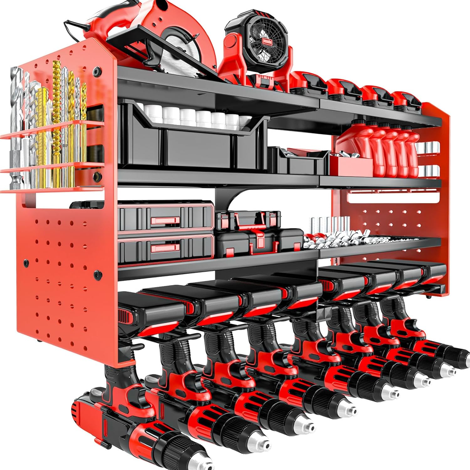 Metal Power Tool Organizer Rack for Efficient Garage Storage