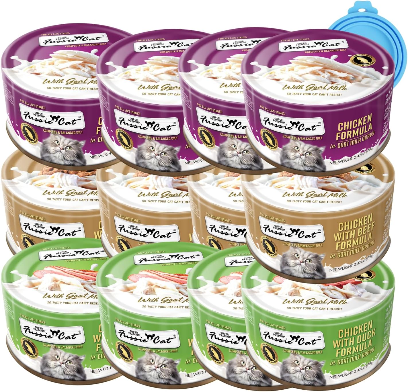 Fussie Cat Wet Canned Cat Food Variety Pack with Goat Milk