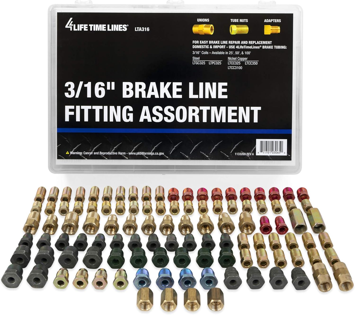 3/16in Fitting Assortment for Brake Line Repair - 110 Pieces