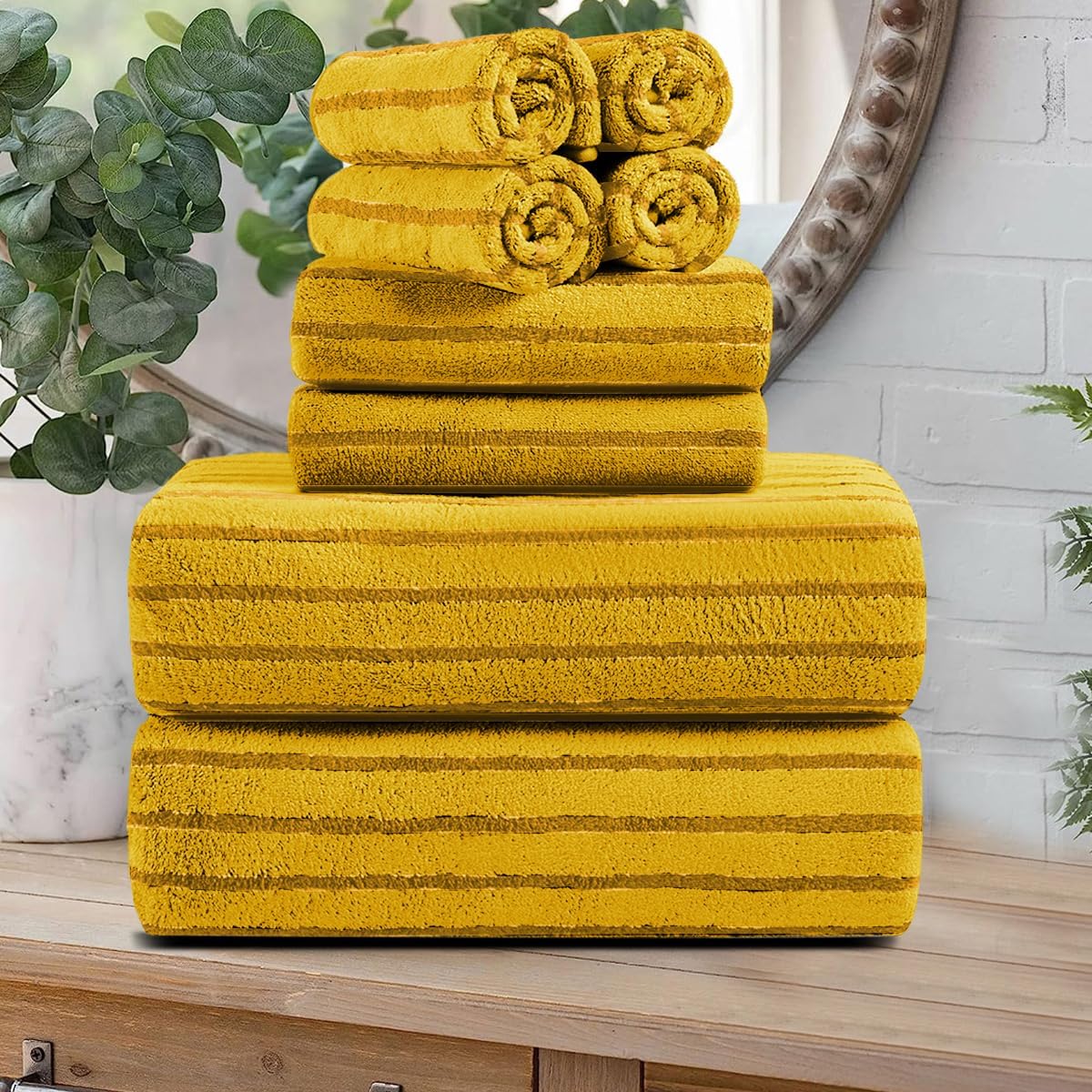 Oversize Bath Towel Set with Cabana Stripe Design for Comfort