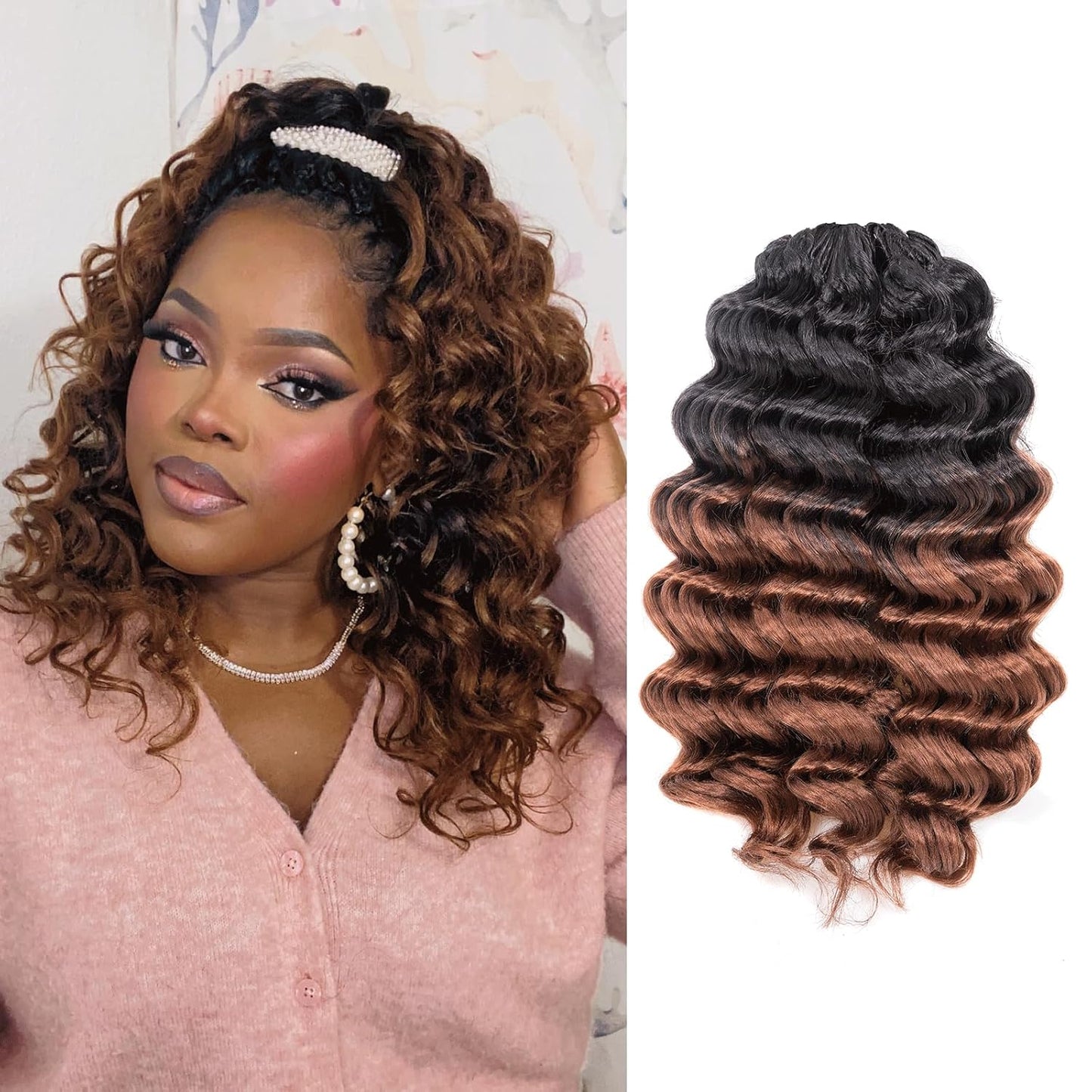 Toyotress Ocean Wave Crochet Hair - 14 Inch Ombre Brown Style