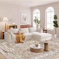 Large Living Room Area Rug 8x10 - Machine Washable Neutral Boho Rug