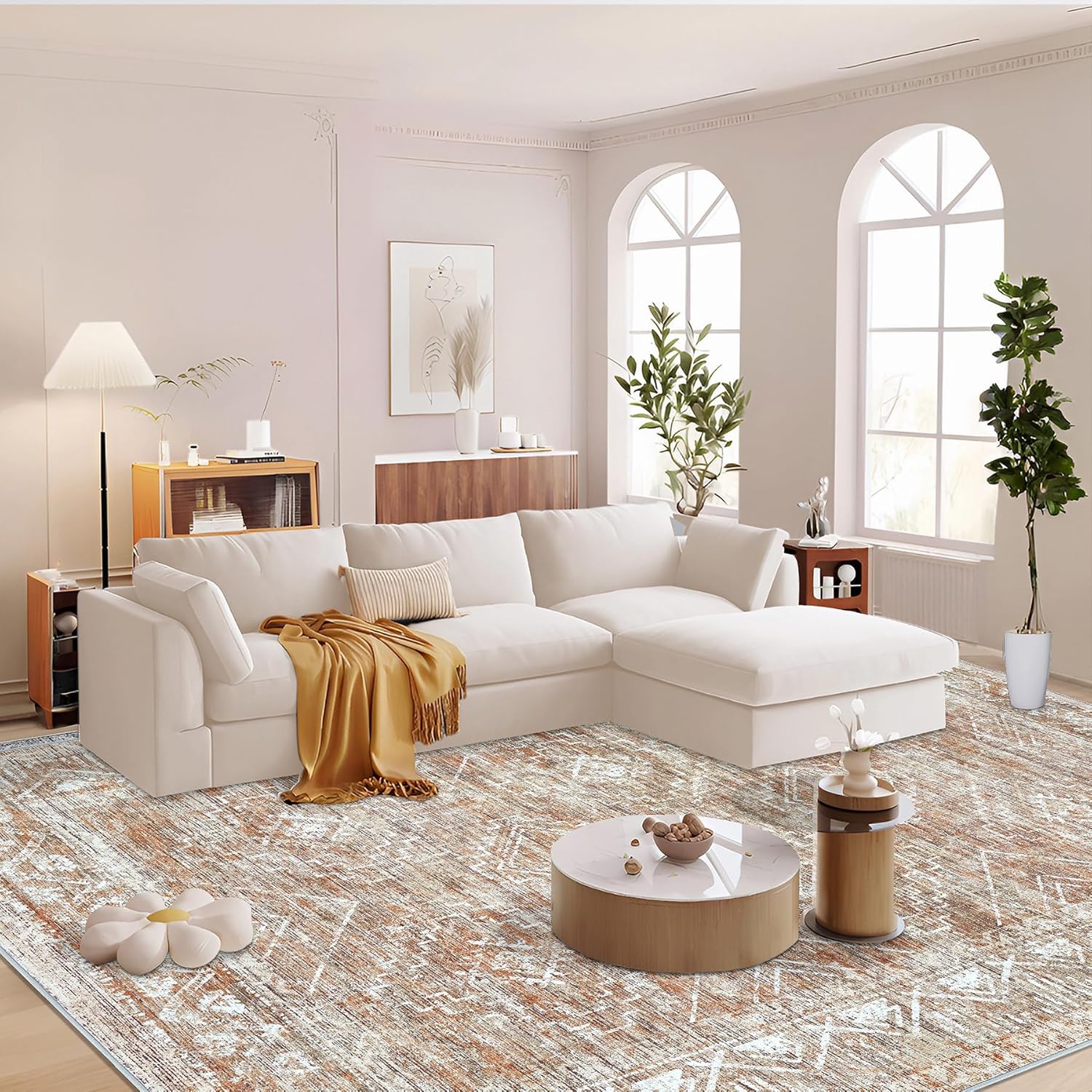 Large Living Room Area Rug 8x10 - Vintage Boho Moroccan Style