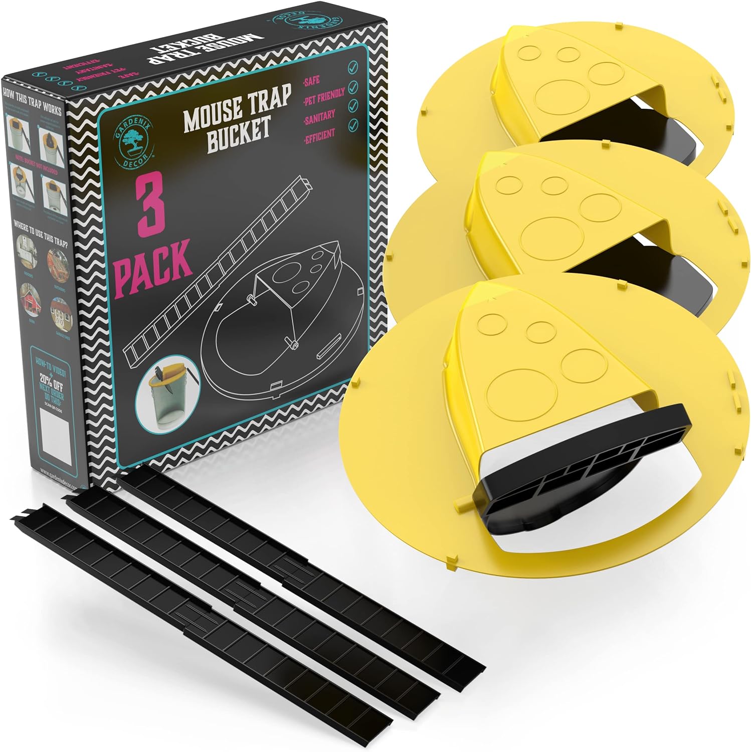 Automatic Reset Humane Mouse Traps - 3 Pack