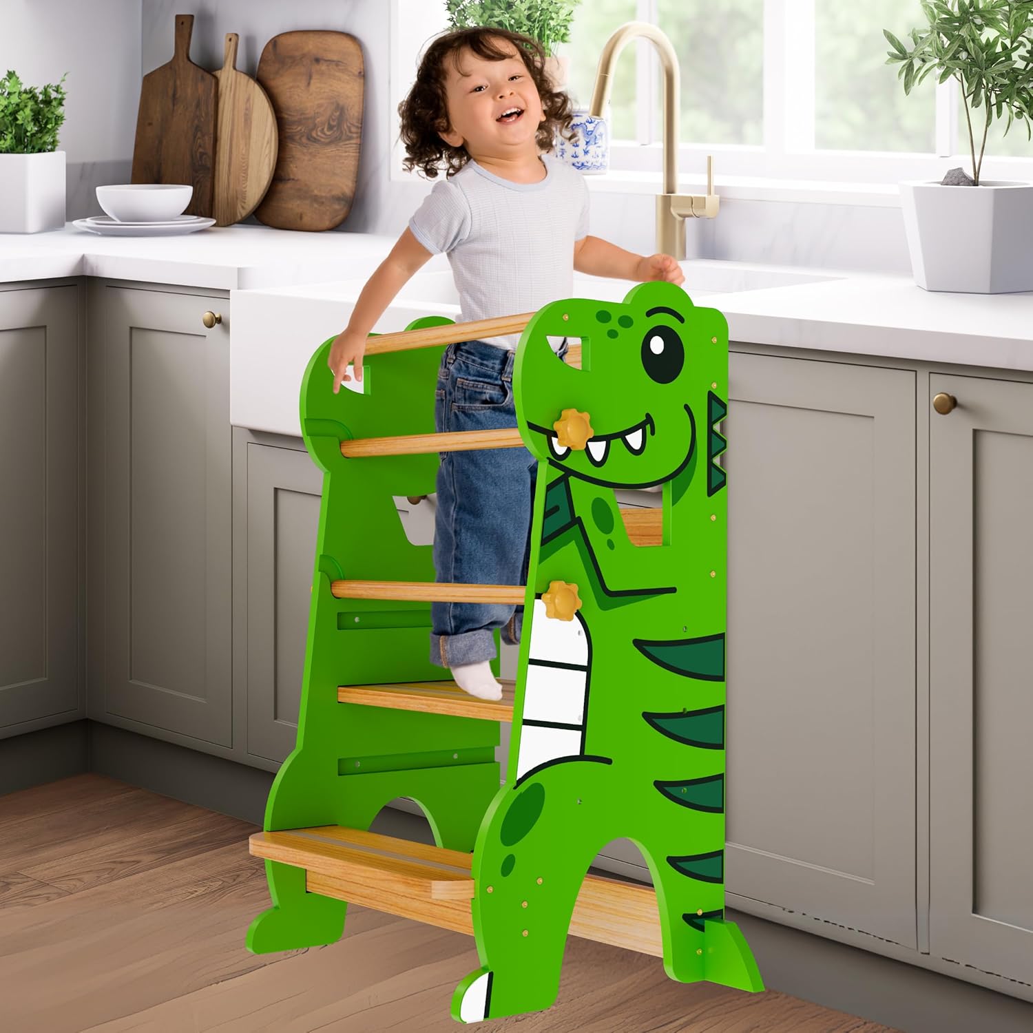 Toddler Tower Adjustable Height Step Stool for Kids Learning
