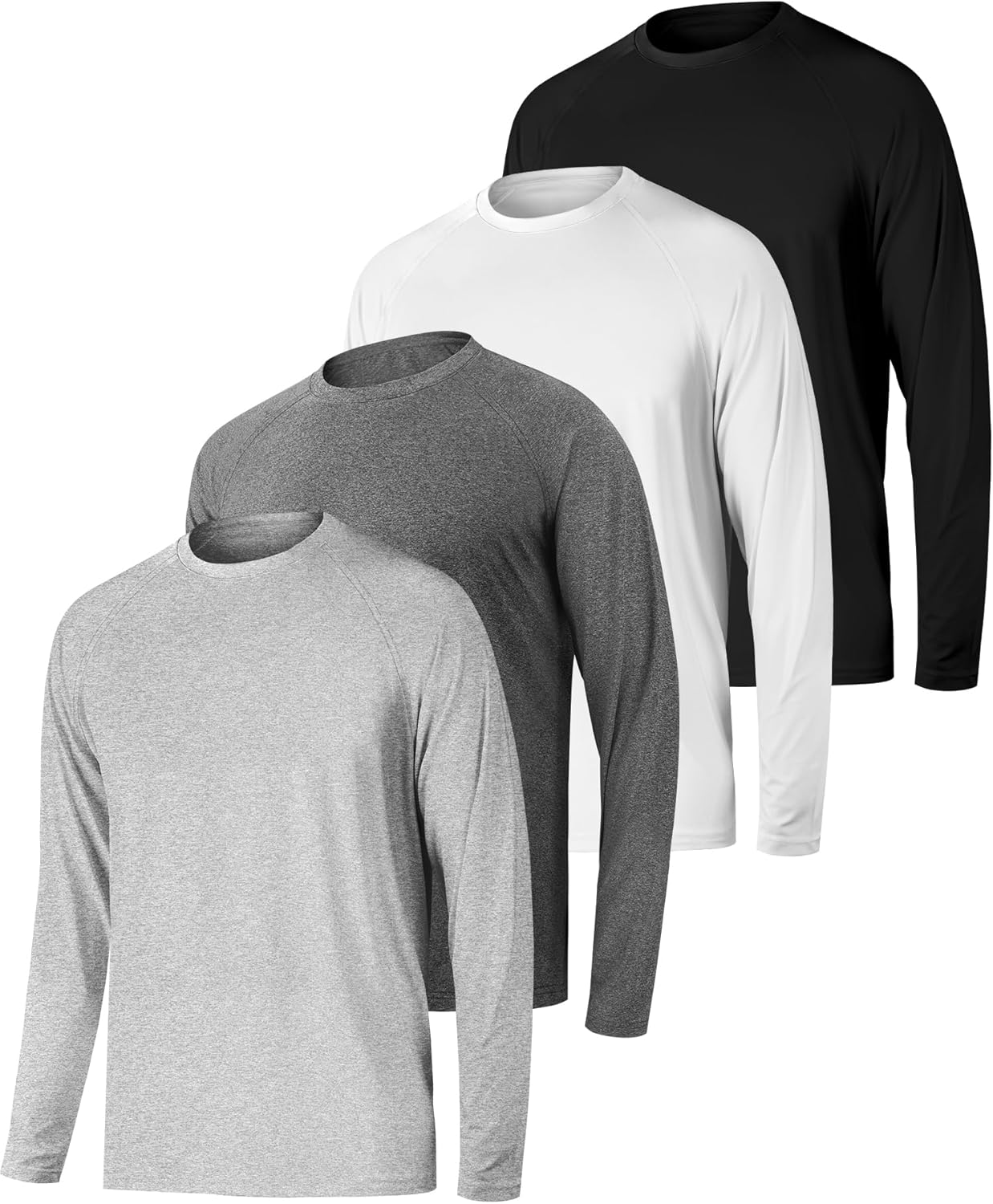 4 Pack Men's Long Sleeve Workout Shirts with UPF 50+ Protection