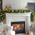 9FT Pre-Lit Gold Christmas Garland with Pinecones & Ornaments