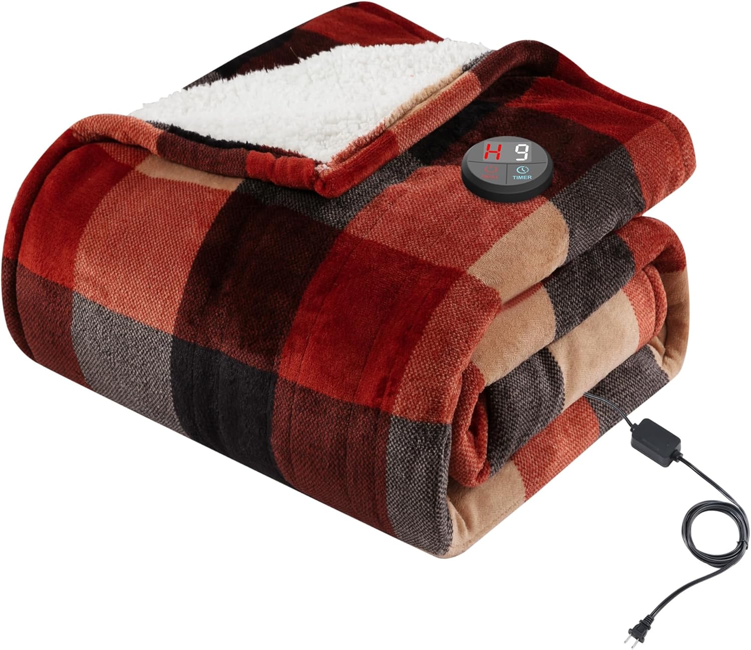 Cozyxpress Heated Electric Blanket - 10 Heat Levels, 9 Time Settings