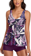 Floral Modest Tankini for Women Two Piece Bathing Suit - Long Torso
