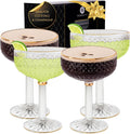 Embossed Coupe Glasses Set of 4 10oz - Vintage Espresso Martini Gift