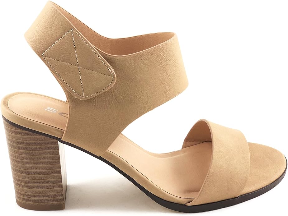 Soda WAIT-A Women Open Round Toe Chunky Heel Dress Sandals