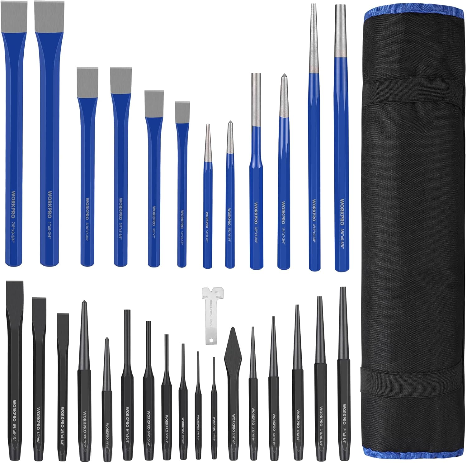 WORKPRO 30 PCS Heavy Duty Punch and Chisel Set for Professionals