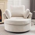 Cozy Oversized Swivel Barrel Chair - Beige Boucle