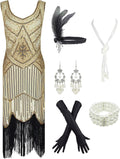 1920s Gatsby Sequin Fringed Paisley Flapper Dress (Style NRC4)