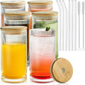 Vintage-Style 16oz Tall Drinking Glasses Set of 6 - Ribbed Glassware