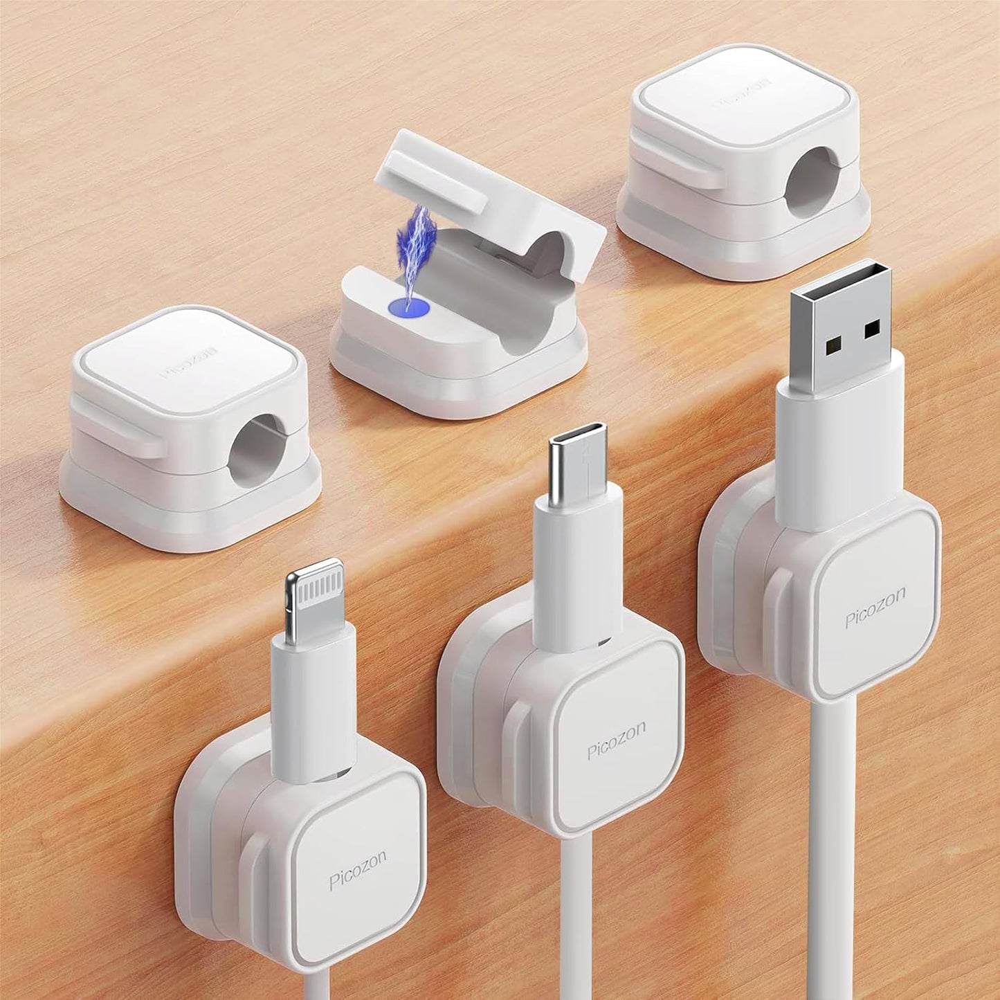 Picozon Magnetic Cable Clip Organizer - Keep Cords Tidy!