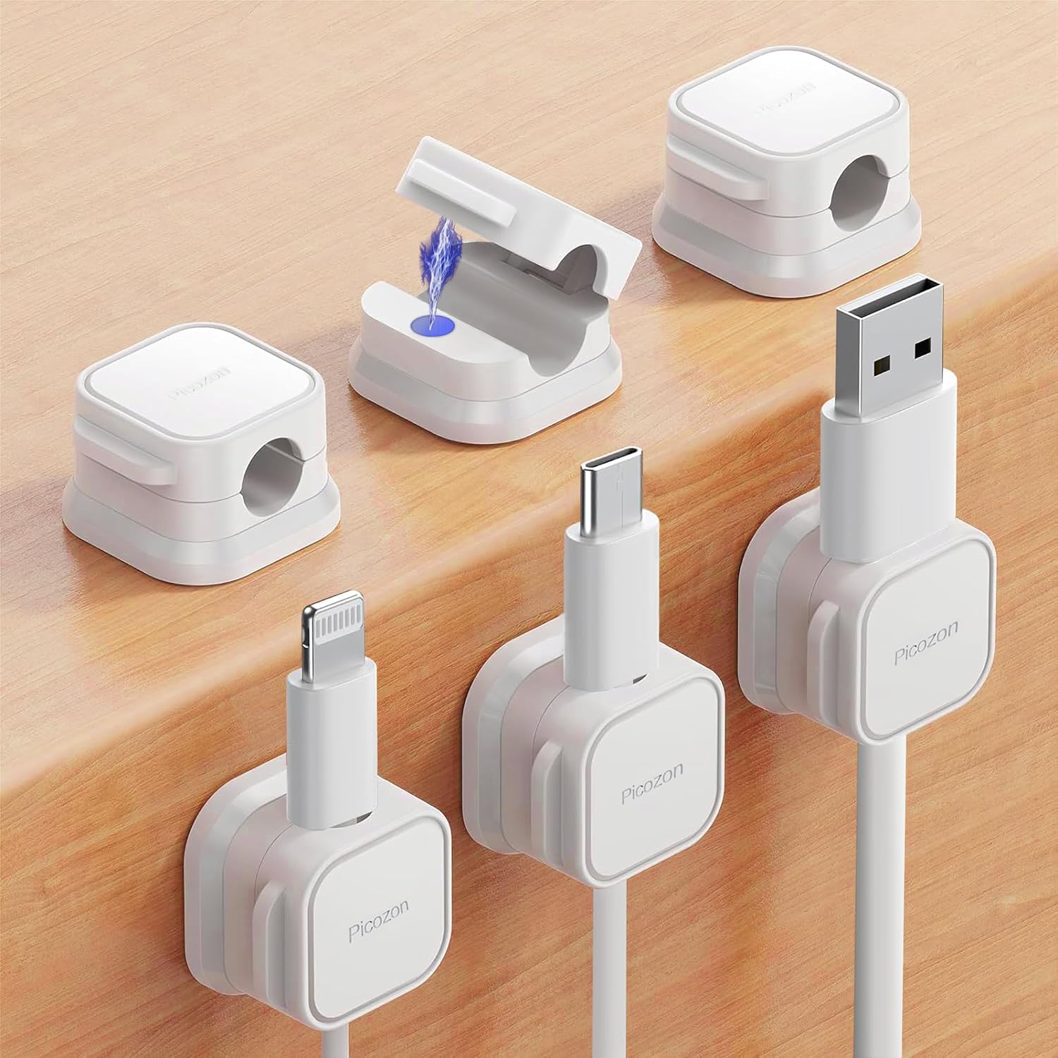 Picozon Magnetic Cable Clip Organizer - Keep Cords Tidy!
