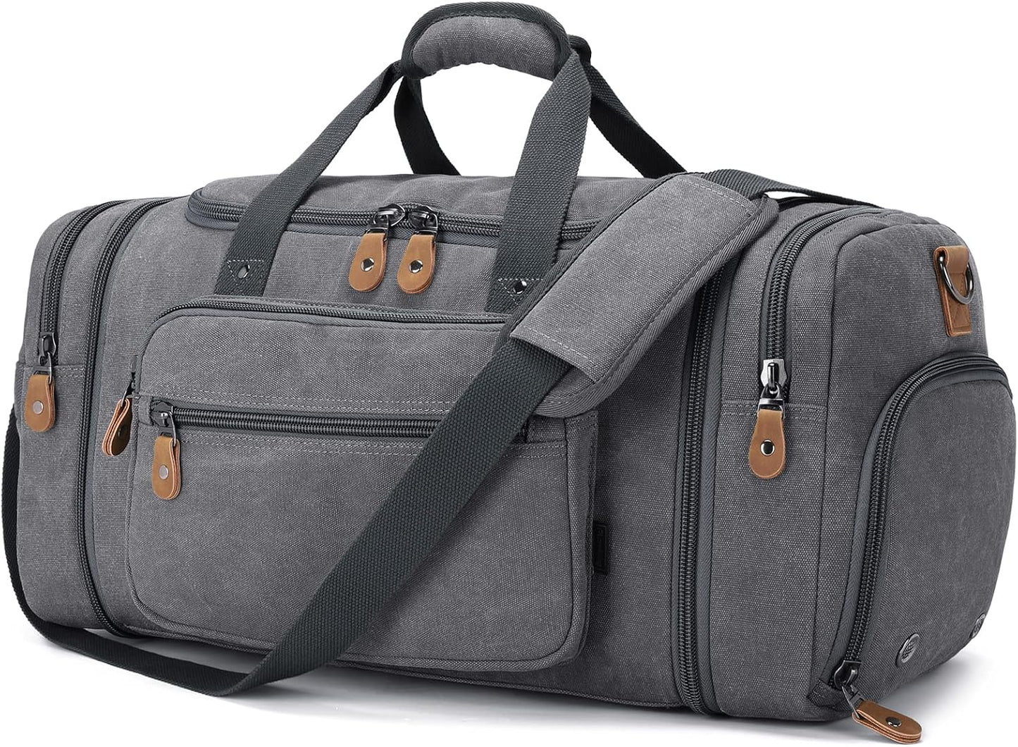 Gonex Canvas Duffle Bag 60L Travel Duffel with Shoe Compartment