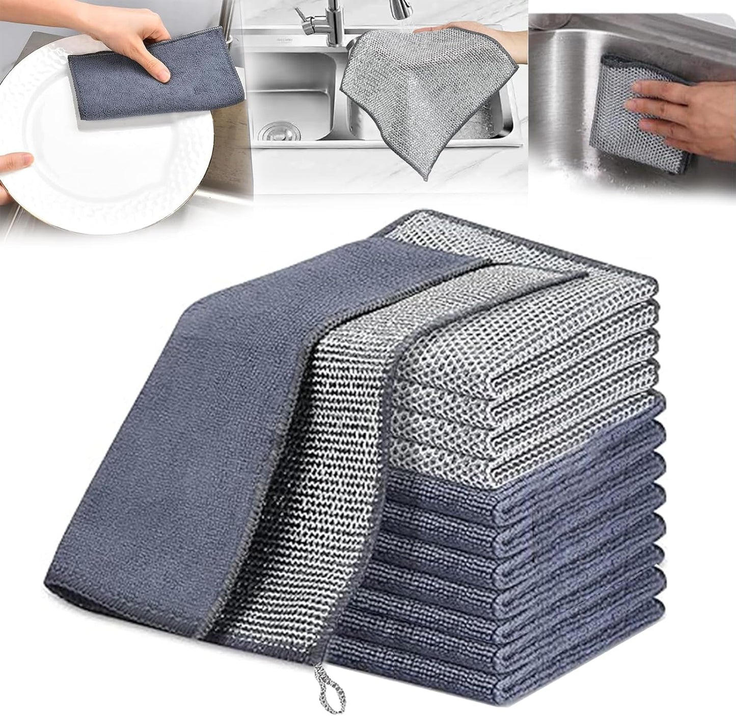 Tonalee Non-Scratch Wire Dishcloths - 12PCS Multipurpose Cleaning Cloths