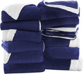 Navy Sherpa Blankets Queen Size 90x90 in - Soft Reversible Throw