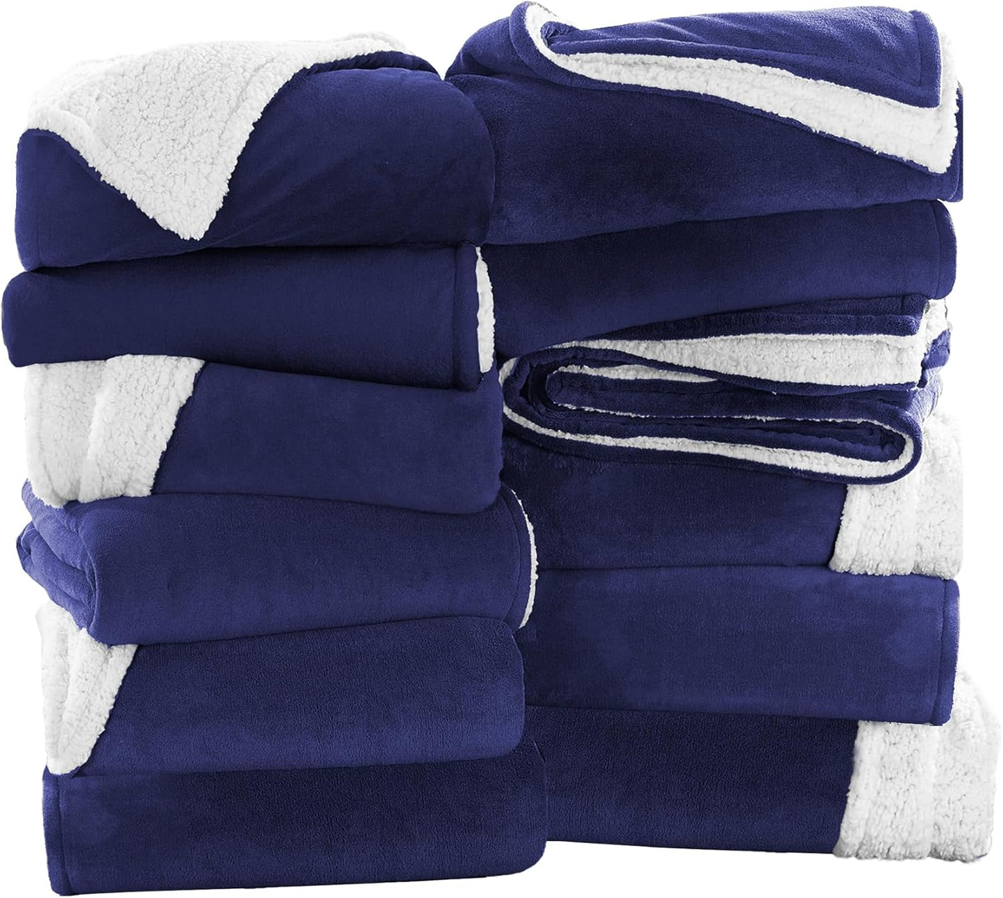 IR Imperial Rooms Navy Sherpa Blankets Queen Size for Cozy Comfort