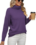 Turtleneck Batwing Sleeve Chunky Oversized Ribbed Knit Tunic Sweater