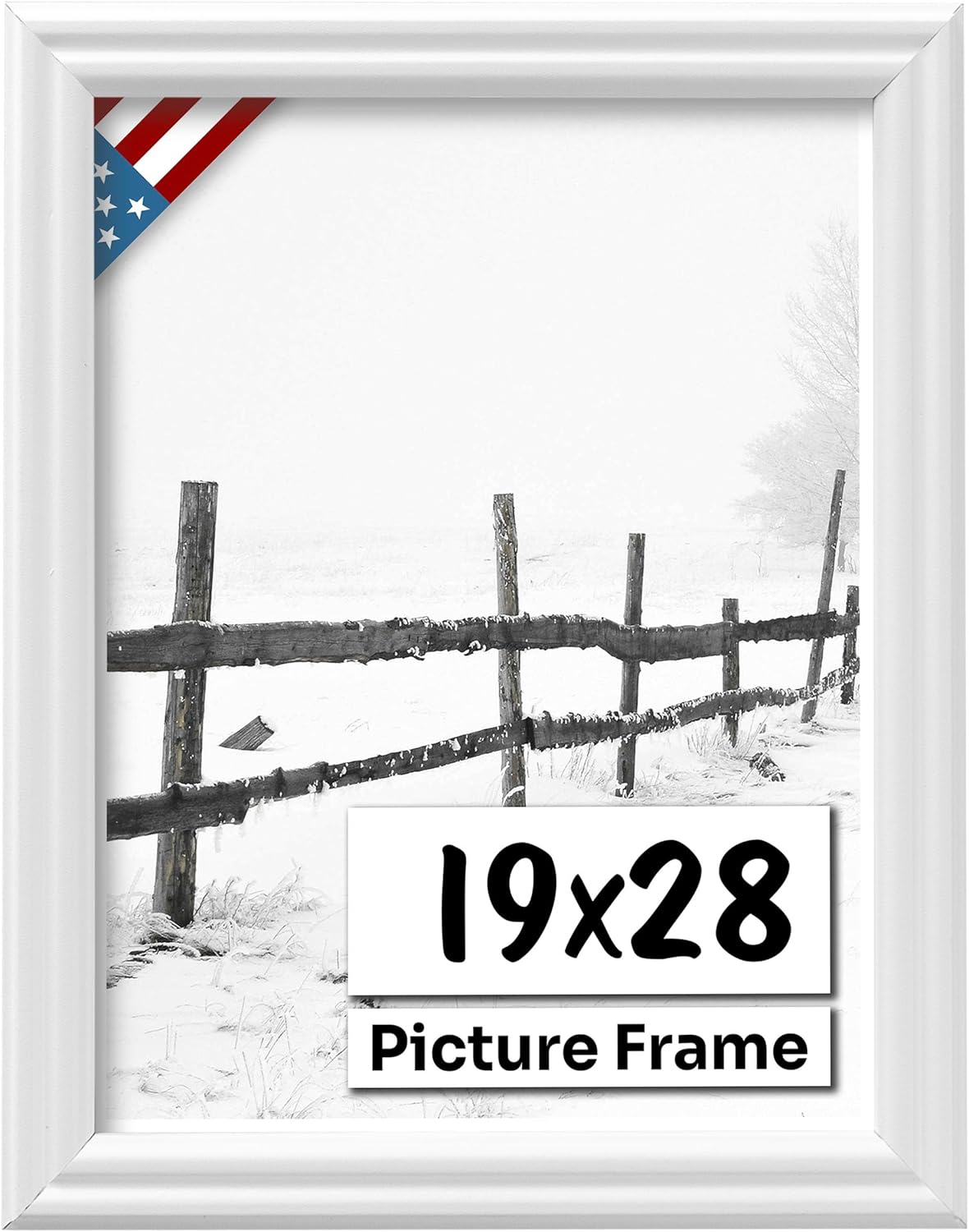 White 19x28 Picture Frame with UV-Blocking Plexiglass and Hangers
