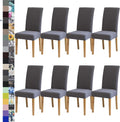 Dining Chair Cover Set of 8, Jacquard Stretch Slipcovers Grey