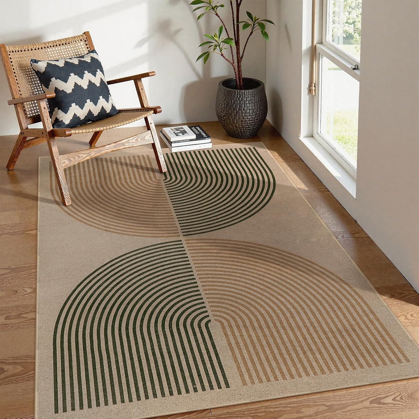 Lahome Modern Rainbow Easy Jute Rug for Living Room & Kitchen