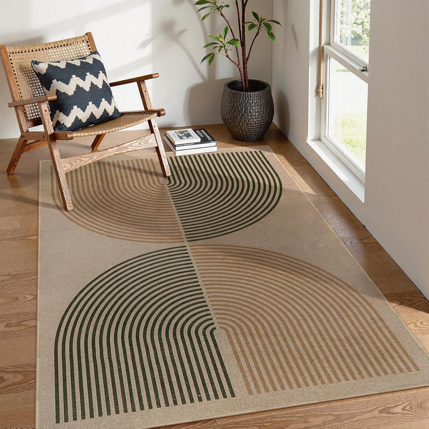 Lahome Modern Rainbow Easy Jute Rug for Living Room & Kitchen