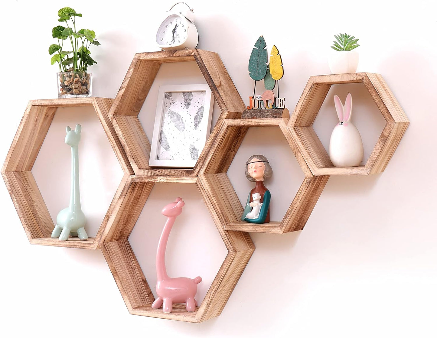 WONFUlity Hexagon Floating Shelves for Stylish Home Decor