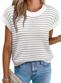 EVALESS Striped Sweater Vest Tank Top - Lightweight Summer Knit Vests