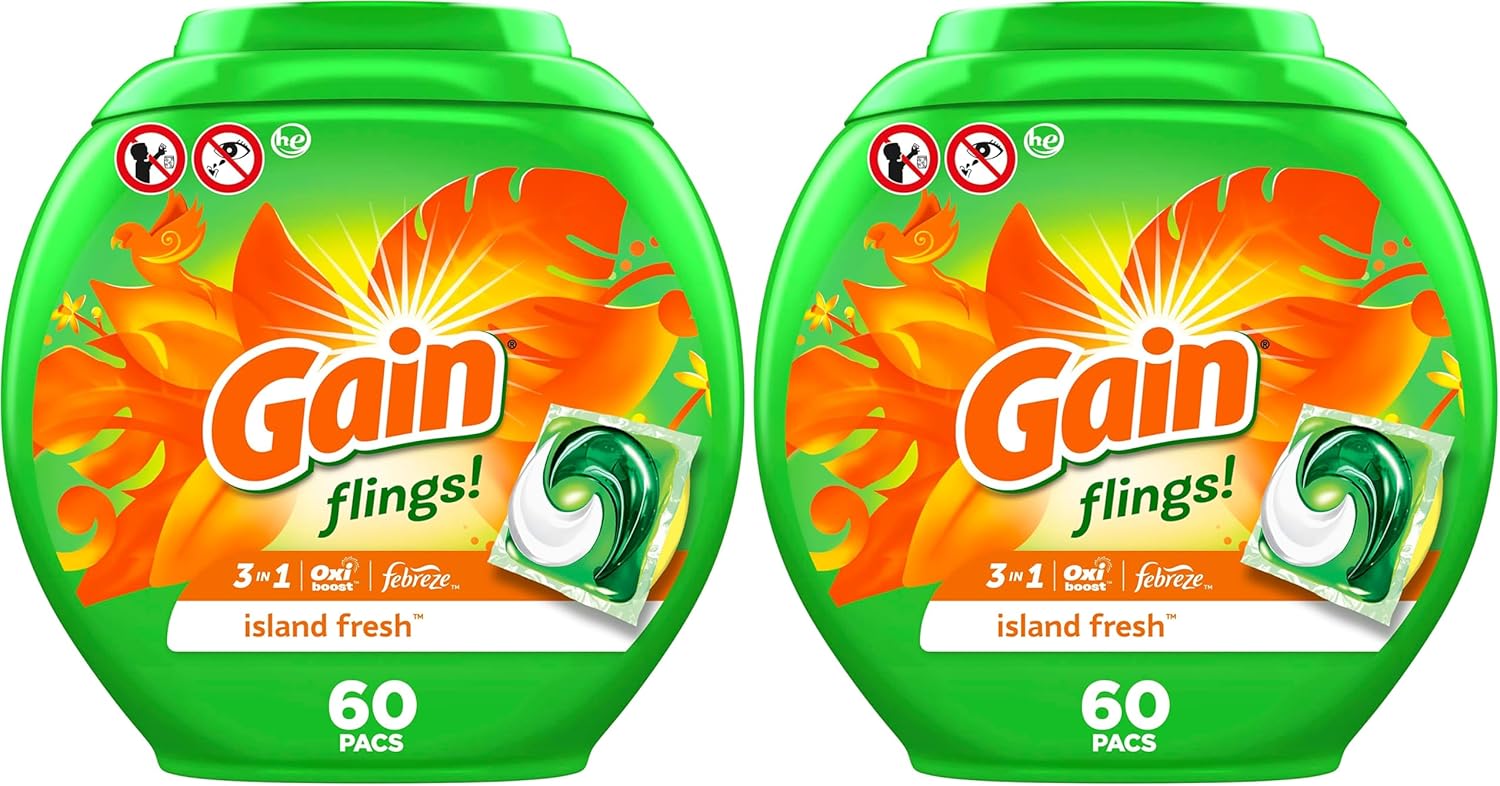 Gain flings! Laundry Detergent Soap Pacs for Freshness & Power