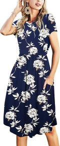 Womens Summer Pocket Knee Length Teacher Casual Dress - Modest Fit