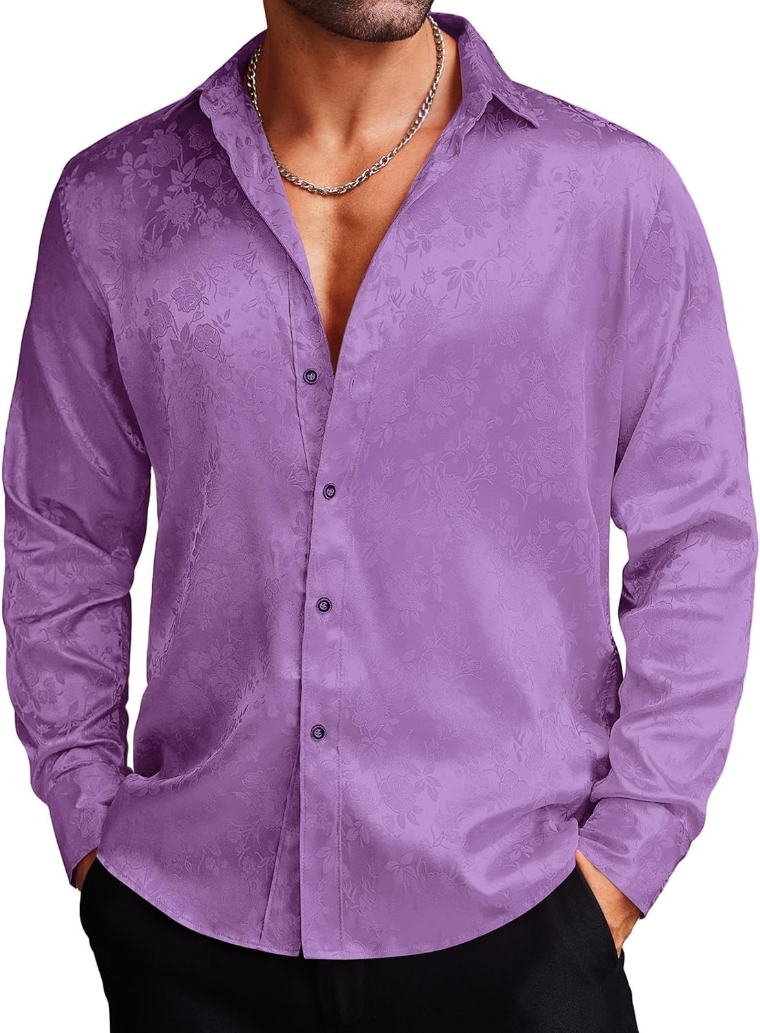 COOFANDY Men's Silk Satin Dress Shirts for Elegant Occasions