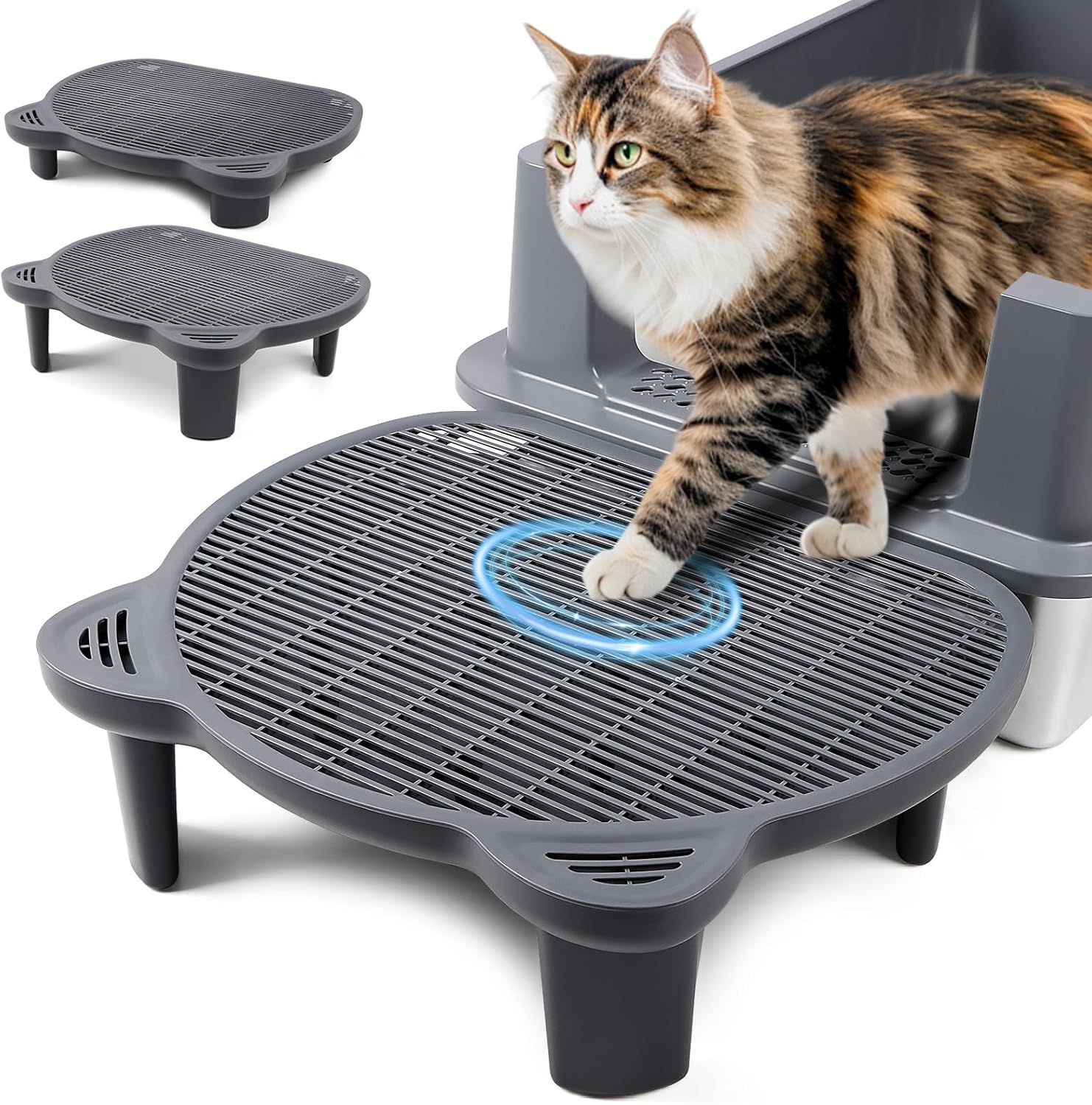 Adjustable Cat Ramp for Litter Box with Filter Function