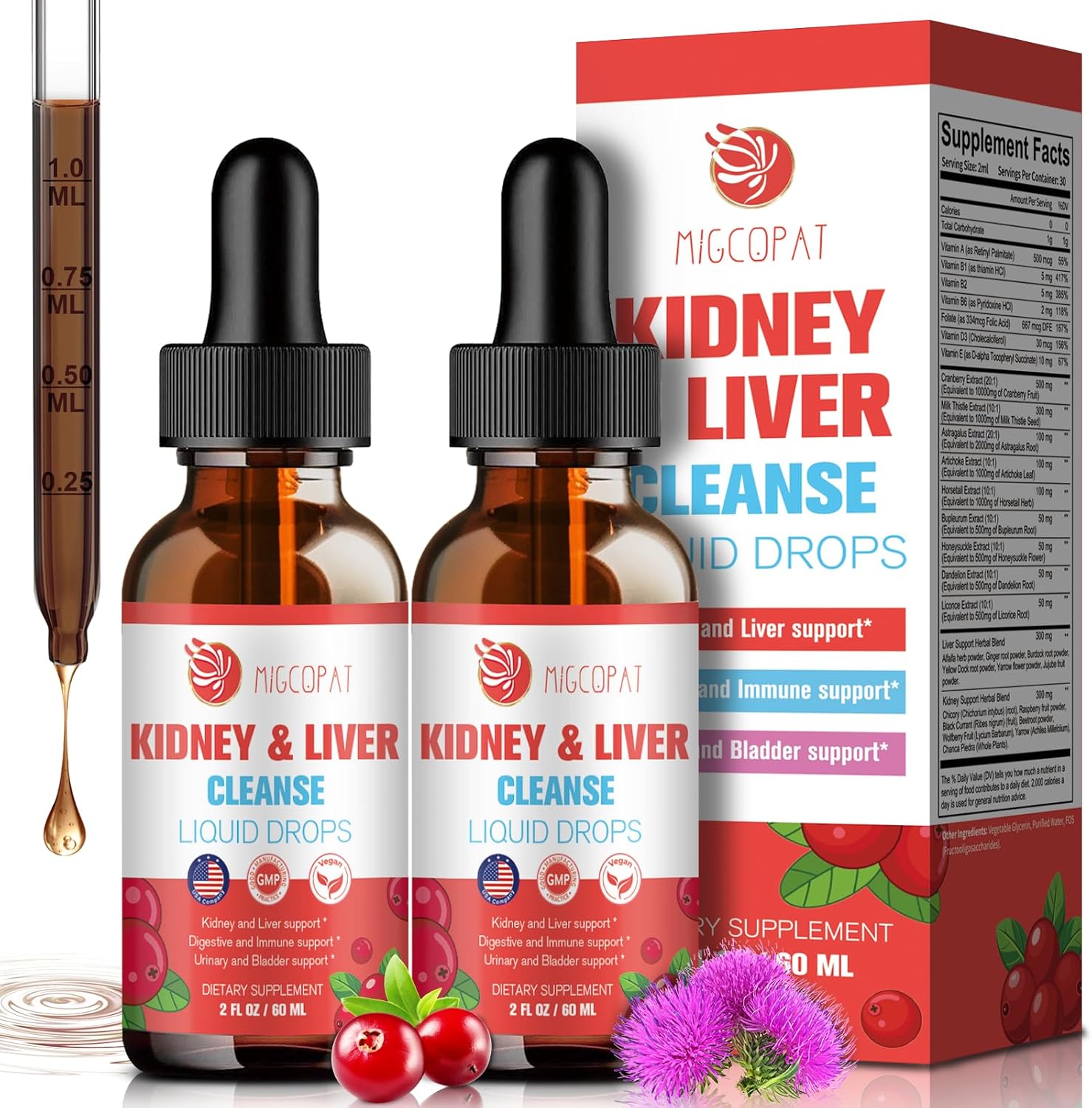 Kidney and Liver Cleanse Detox Drops - Natural Herbal Support
