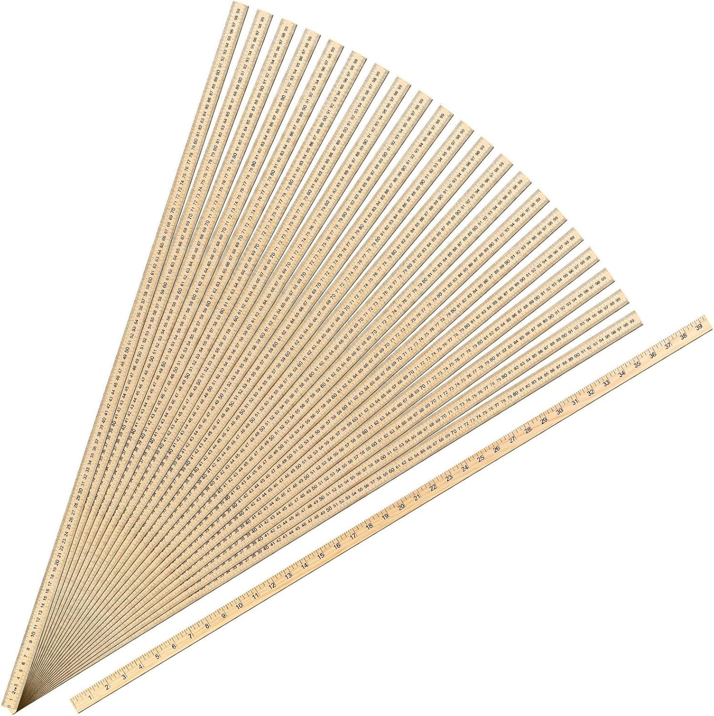 Treela 24 Pack 39 Inch Double Sided Wood Ruler for Kids
