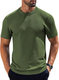 Men's Knit T-Shirt Crewneck Short Sleeve - Casual Textured Tee