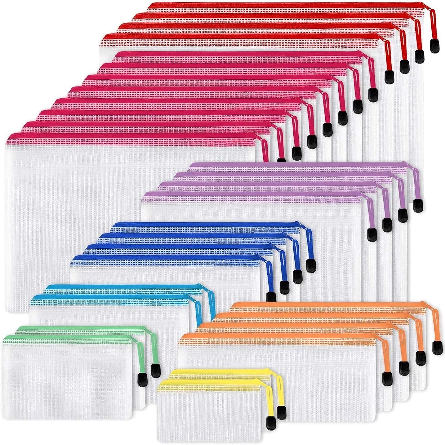 30pc Colorful Waterproof Zipper Pouches for Ultimate Organization